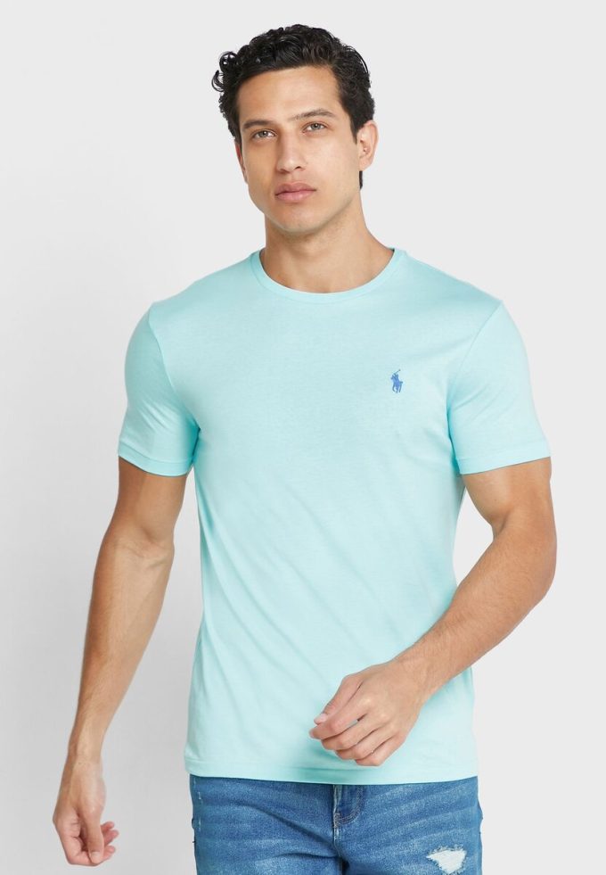 Camisetas verdes de cuello redondo Ralph Lauren Essential para hombre
