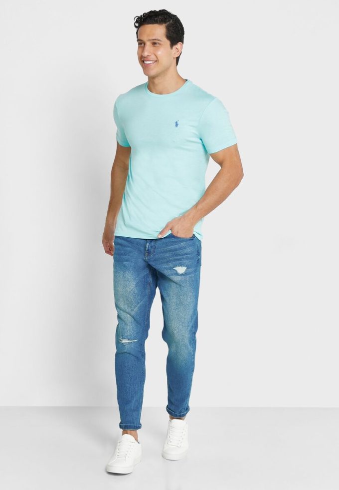 Camisetas verdes de cuello redondo Ralph Lauren Essential para hombre