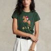 Camisetas verdes de jersey con logo ecuestre de Ralph Lauren para mujer Camisetas verdes de jersey con logo ecuestre de Ralph Lauren para mujer