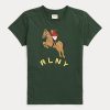 Camisetas verdes de jersey con logo ecuestre de Ralph Lauren para mujer Camisetas verdes de jersey con logo ecuestre de Ralph Lauren para mujer
