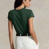 Camisetas verdes de jersey con logo ecuestre de Ralph Lauren para mujer Camisetas verdes de jersey con logo ecuestre de Ralph Lauren para mujer