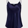 Camisola de seda Ralph Lauren para mujer en color azul marino Camisola de seda Ralph Lauren para mujer en color azul marino