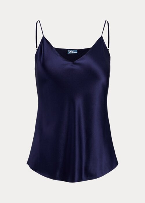 Camisola de seda Ralph Lauren para mujer en color azul marino Camisola de seda Ralph Lauren para mujer en color azul marino