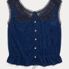 Camisola Ralph Lauren azul marino con ribete de crochet en índigo para mujer