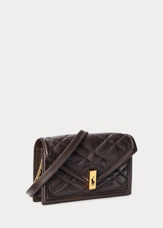 Carteras con cadena acolchada Ralph Lauren Polo ID para mujer en color tabaco