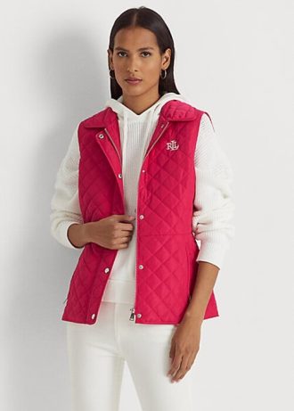 Chaleco acolchado con rombos de Ralph Lauren para mujer en color rosa Chaleco acolchado con rombos de Ralph Lauren para mujer en color rosa