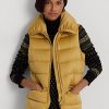 Chaleco acolchado de satén Ralph Lauren dorado para mujer Chaleco acolchado de satén Ralph Lauren dorado para mujer