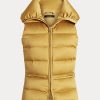 Chaleco acolchado de satén Ralph Lauren dorado para mujer Chaleco acolchado de satén Ralph Lauren dorado para mujer