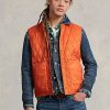 Chaleco acolchado impermeable Ralph Lauren naranja para hombre