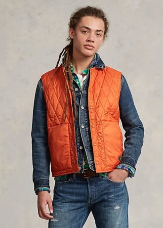 Chaleco acolchado impermeable Ralph Lauren naranja para hombre