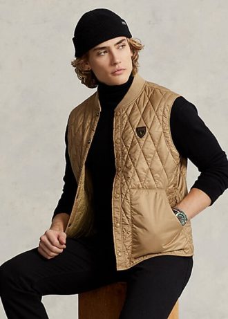 Chaleco acolchado impermeable Ralph Lauren para hombre en color caqui
