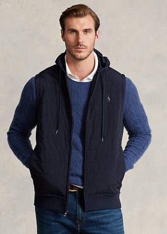 Chaleco con capucha híbrido Ralph Lauren para hombre en azul marino