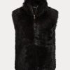 Chaleco de piel de oveja Ralph Lauren negro para mujer Chaleco de piel de oveja Ralph Lauren negro para mujer