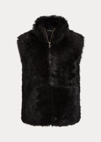 Chaleco de piel de oveja Ralph Lauren negro para mujer Chaleco de piel de oveja Ralph Lauren negro para mujer