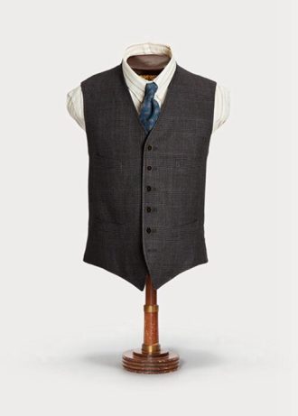 Chaleco de seda y lino a cuadros Ralph Lauren para hombre en gris