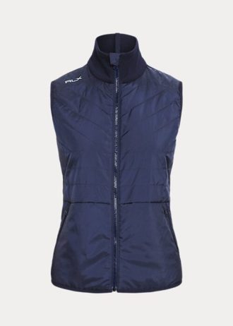 Chaleco híbrido con cremallera completa y parte delantera acolchada Ralph Lauren para mujer, color azul marino Chaleco híbrido con cremallera completa y parte delantera acolchada Ralph Lauren para mujer, color azul marino