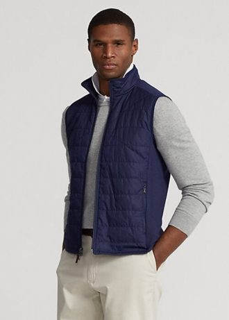 Chaleco híbrido de cuello alto Ralph Lauren para hombre en azul marino