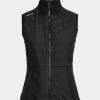 Chaleco híbrido Ralph Lauren de cuello alto y cremallera para mujer, color negro Chaleco híbrido Ralph Lauren de cuello alto y cremallera para mujer, color negro