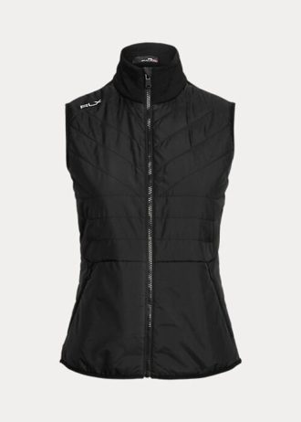 Chaleco híbrido Ralph Lauren de cuello alto y cremallera para mujer, color negro Chaleco híbrido Ralph Lauren de cuello alto y cremallera para mujer, color negro