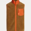 Chaleco polar de pelo reforzado Ralph Lauren marrón para hombre
