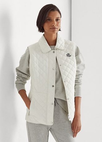 Chaleco Ralph Lauren con acolchado de diamantes para mujer en color crema Chaleco Ralph Lauren con acolchado de diamantes para mujer en color crema