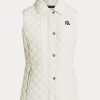 Chaleco Ralph Lauren con acolchado de diamantes para mujer en color crema