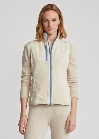 Chaleco Ralph Lauren Terry sin mangas con cremallera completa para mujer en color crema Chaleco Ralph Lauren Terry sin mangas con cremallera completa para mujer en color crema