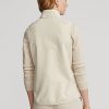 Chaleco Ralph Lauren Terry sin mangas con cremallera completa para mujer en color crema