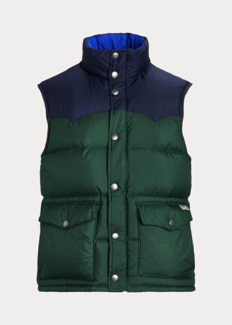 Chaleco vaquero de plumón impermeable Ralph Lauren para hombre, color azul marino