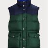 Chalecos de plumón impermeables verdes de Ralph Lauren para hombre Chalecos de plumón impermeables verdes de Ralph Lauren para hombre