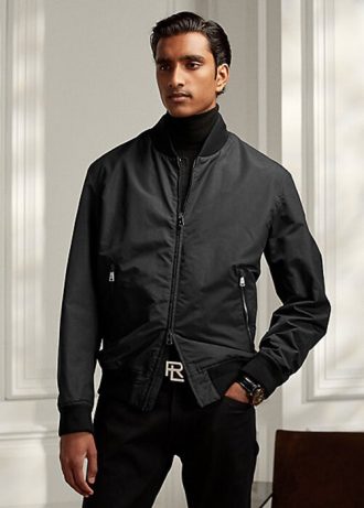 Chaqueta bomber negra Ralph Lauren Drayton de mezcla de algodón para hombre