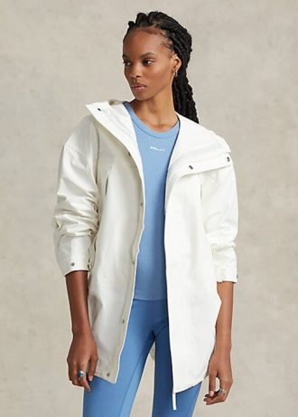 Chaqueta cortavientos impermeable con capucha para mujer de Ralph Lauren, color blanco
