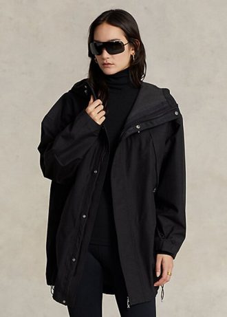 Chaqueta cortavientos impermeable con capucha para mujer de Ralph Lauren, color negro