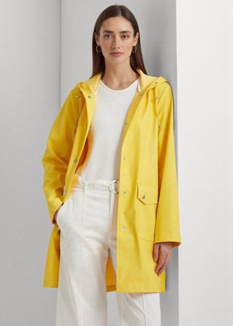 Chaqueta impermeable con capucha Ralph Lauren para mujer, color amarillo