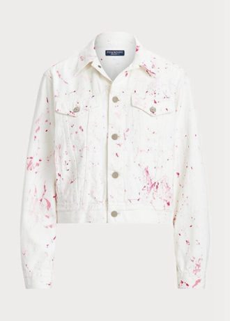 Chaqueta vaquera estilo camionero Ralph Lauren Pink Pony para mujer, color blanco