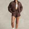 Chaquetas acolchadas cortas impermeables Ralph Lauren para mujer en color marrón