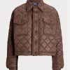 Chaquetas acolchadas cortas impermeables Ralph Lauren para mujer en color marrón