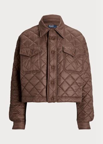 Chaquetas acolchadas cortas impermeables Ralph Lauren para mujer en color marrón