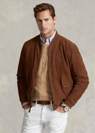 Chaquetas bomber de ante Ralph Lauren de color marrón para hombre