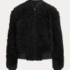 Chaquetas bomber de piel de oveja Raygan de Ralph Lauren para mujer, color negro Chaquetas bomber de piel de oveja Raygan de Ralph Lauren para mujer, color negro