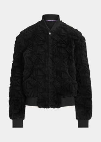 Chaquetas bomber de piel de oveja Raygan de Ralph Lauren para mujer, color negro