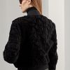Chaquetas bomber de piel de oveja Raygan de Ralph Lauren para mujer, color negro Chaquetas bomber de piel de oveja Raygan de Ralph Lauren para mujer, color negro