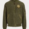Chaquetas bomber de polar cepillado Ralph Lauren verdes para hombre Chaquetas bomber de polar cepillado Ralph Lauren verdes para hombre