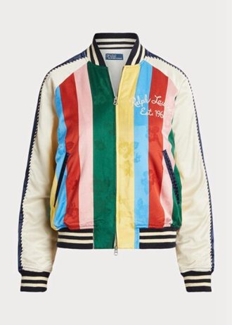 Chaquetas bomber de satén a rayas multicolor de Ralph Lauren para mujer
