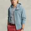 Chaquetas con capucha de cambray índigo Ralph Lauren para hombre en azul