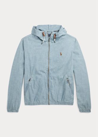 Chaquetas con capucha de cambray índigo Ralph Lauren para hombre en azul