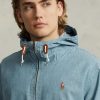 Chaquetas con capucha de cambray índigo Ralph Lauren para hombre en azul