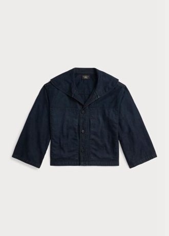 Chaquetas cortas de algodón y lino color índigo Ralph Lauren para mujer, color azul marino