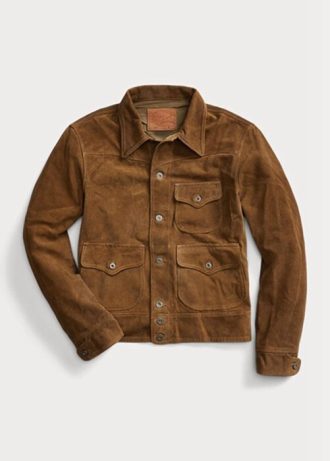 Chaquetas de ante marrón Ralph Lauren Roughout para hombre