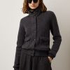 Chaquetas de cachemira Ralph Lauren Glen Plaid gris oscuro para mujer